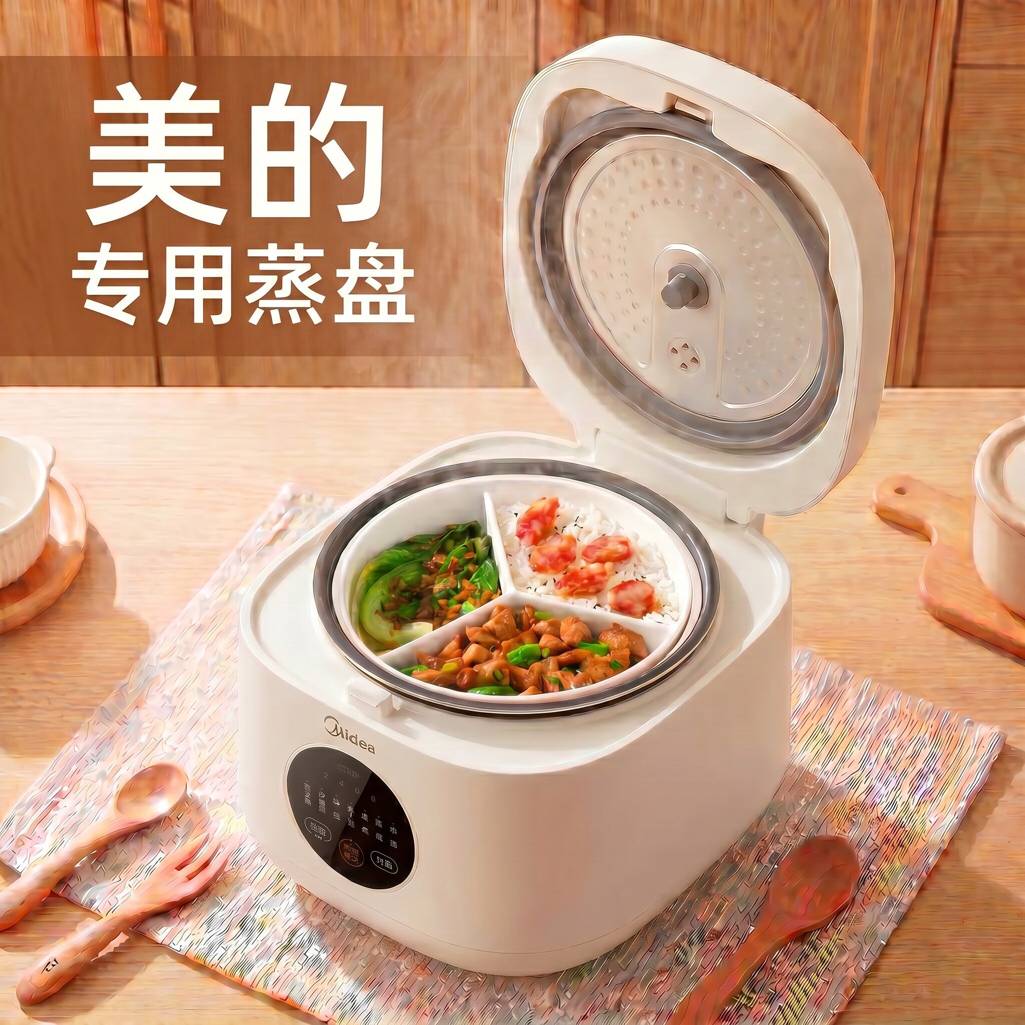 适用美的电饭锅专用蒸笼锅内分隔蒸盘陶瓷宝宝辅食蒸碗三分格餐盘