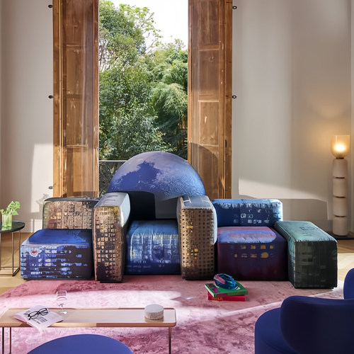 意式设计师款诺图诺纽约沙发notturno拼色客厅三人布艺拼色沙发