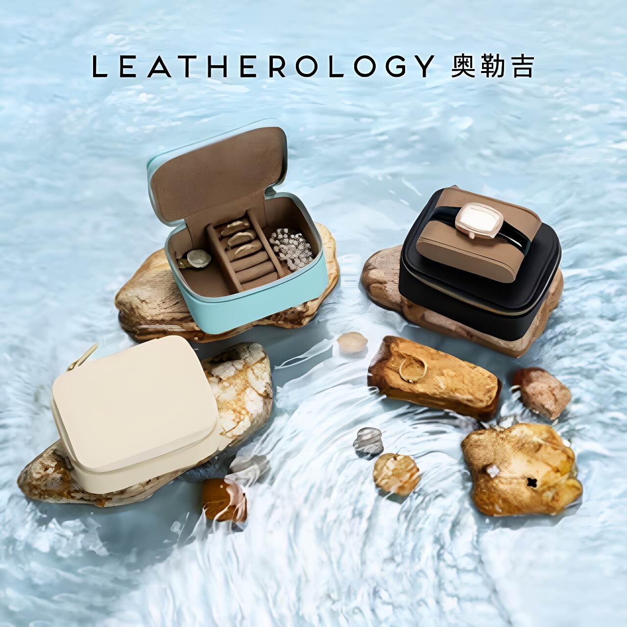 LEATHEROLOGY真皮首饰盒化妆包可定制高档礼品手表戒指收纳盒