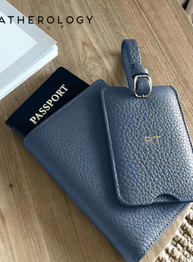 LEATHEROLOGY真皮行李牌定制logo商务挂牌套筒卡套登机行李箱牌