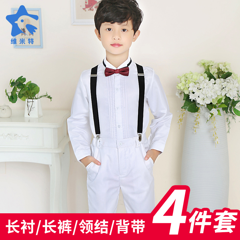 纯白色长裤衬衣钢琴表演出服西装