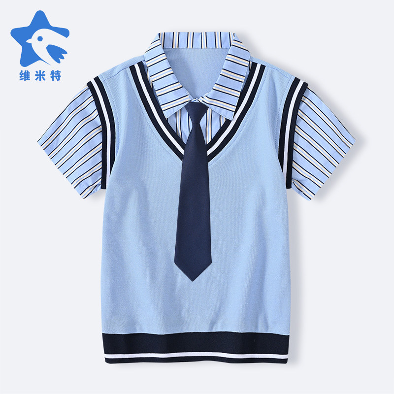 男童POLO衫T恤裤子校服女童园服运动套装儿童短袖短裙子假两件套