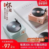 无线蓝牙音箱原子黑胶复古唱机迷你家用小音响便携小钢炮手机超重低音炮户外车载电脑插卡3d环绕唱片机播放器