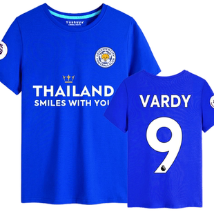 莱斯特城队服足球迷服瓦尔迪同款球衣服短袖t恤男女纯棉运动体恤