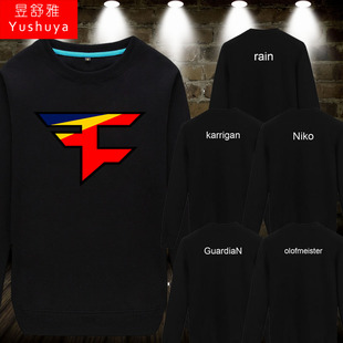 衣服新比赛服棉上衣秋 长袖 FaZe战队队服CSGO圆领卫衣男士 学生薄款