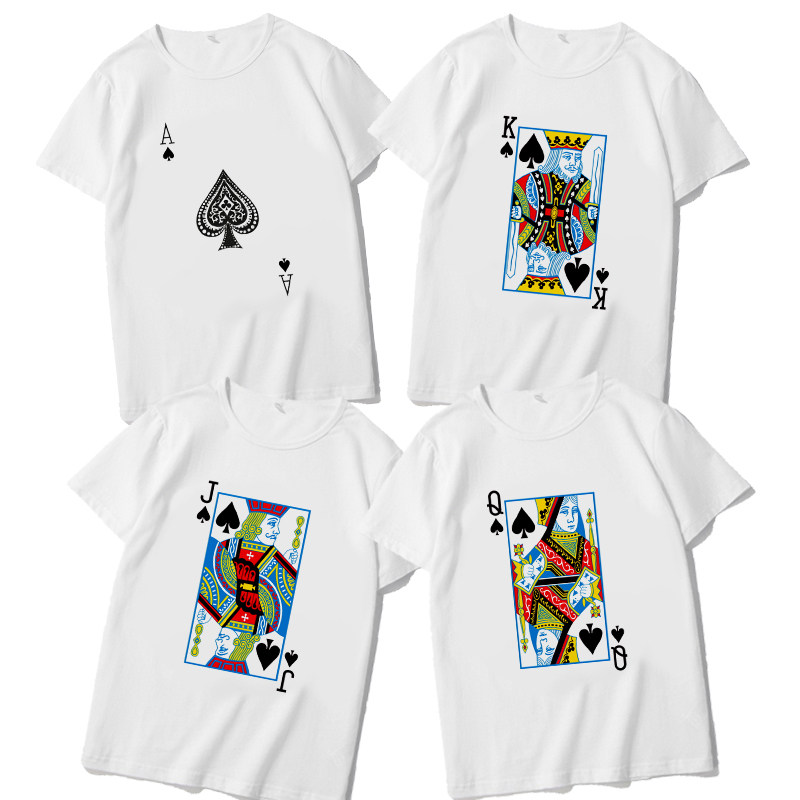 整套一副扑克牌图案黑桃AJQ学生兄弟学生寝室服短袖t恤定制加LOGO