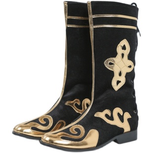 蒙古演出服鞋子舞蹈练功表演靴子男女藏族舞台高帮马靴