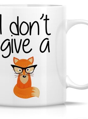 I Don_t Givea fox 狐狸马克杯咖啡師陶瓷咖啡马克杯子