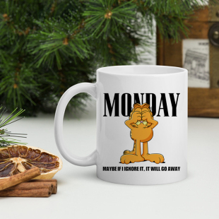 Garfield Monday卡通加菲猫水杯陶瓷杯子美式马克杯咖啡杯家用礼