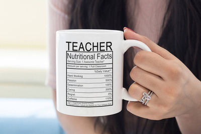 Teacher Nutritional Facts教师老师营养标签咖啡马克杯子水礼物