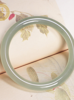 珪宝和田玉高冰晴水圆条手镯天然玉石青白玉细款镯子少女玉镯礼物