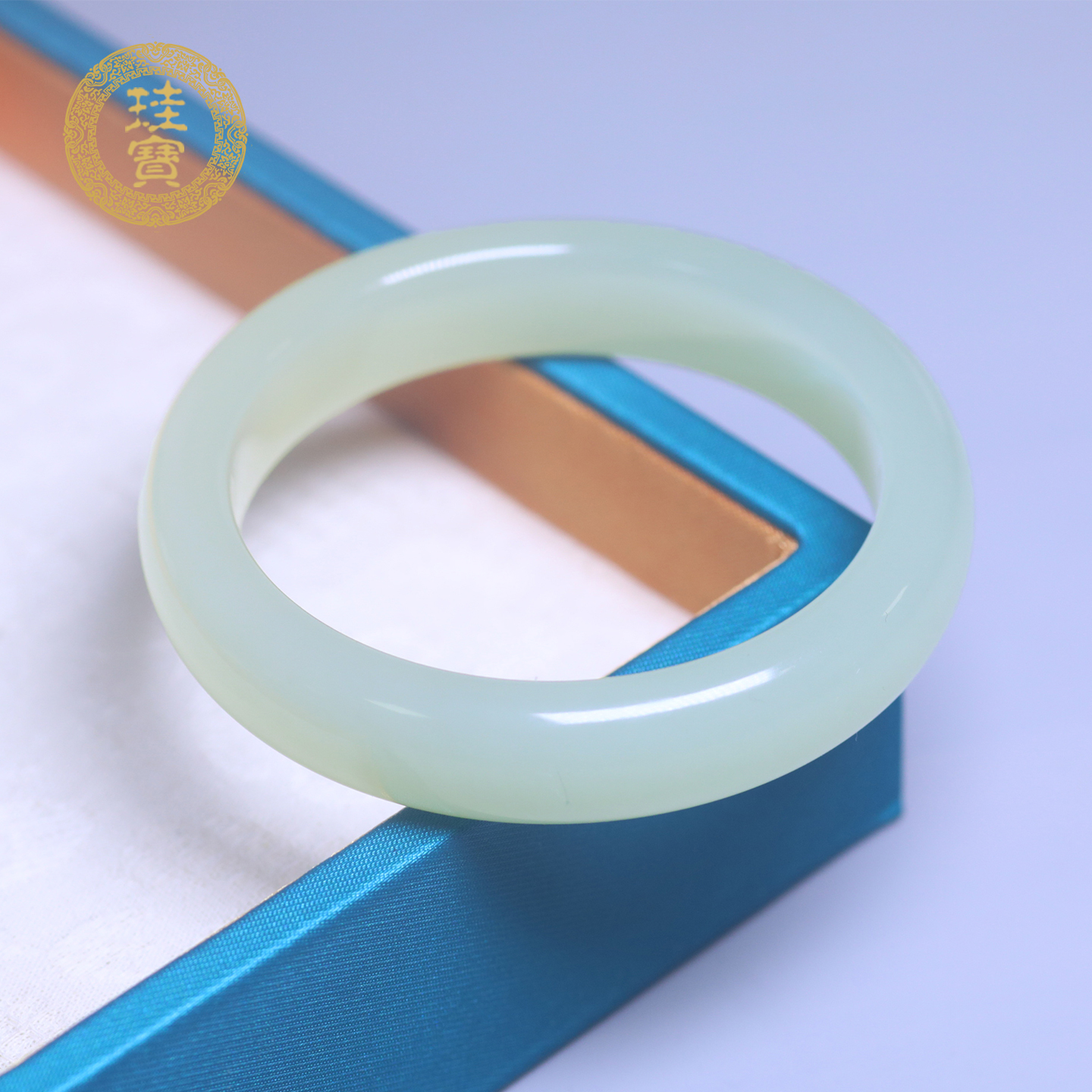 珪宝和田玉晴水宽条手镯女55.4mm