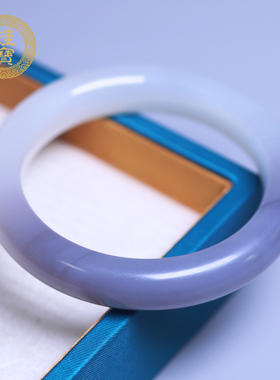 珪宝和田玉烟紫宽条手镯女款58mm