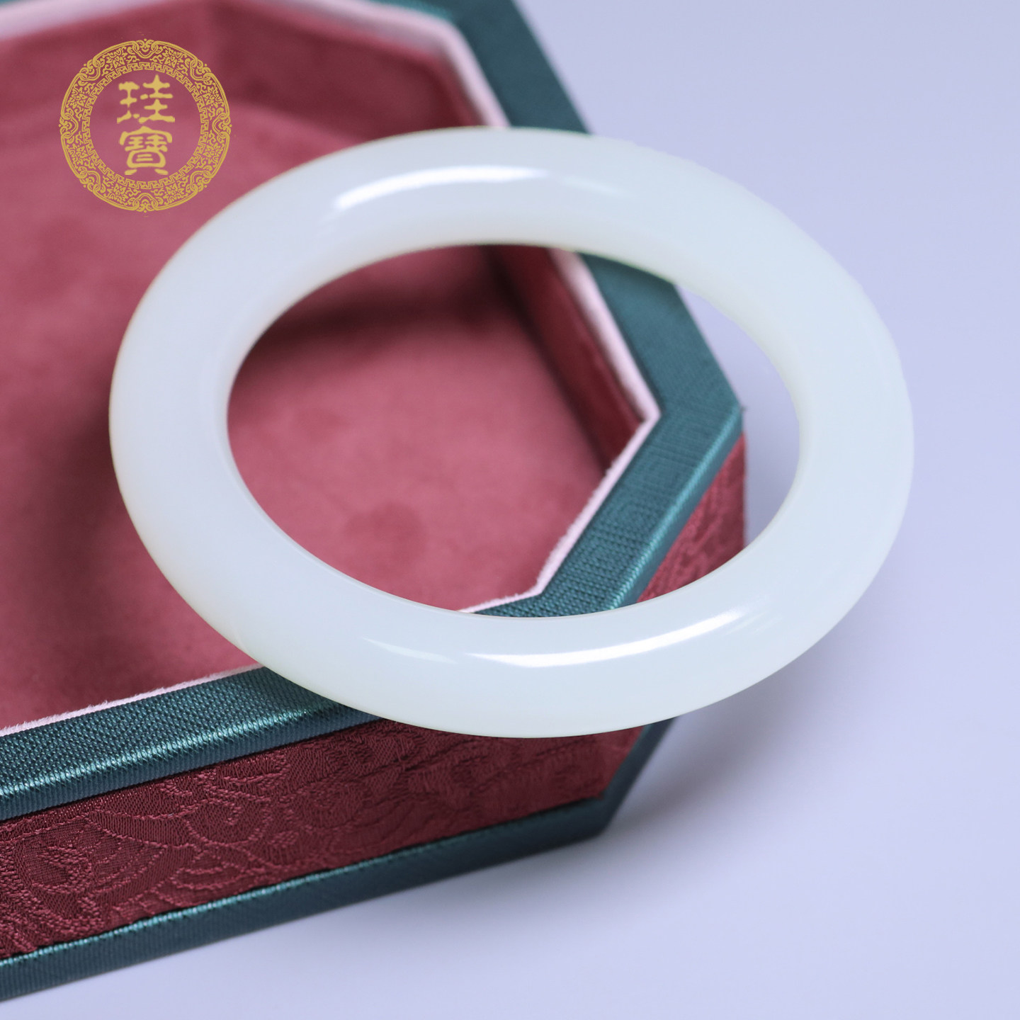 珪宝和田玉羊脂玉圆条手镯57.4mm