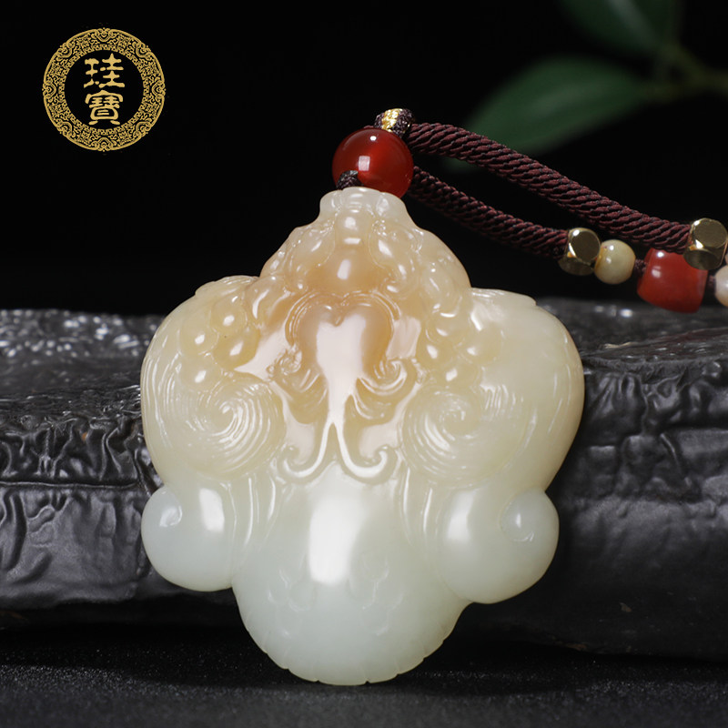 珪宝和田玉糖白玉鲲鹏吊坠新疆且末料玉佩挂件男女玉牌项链玉器