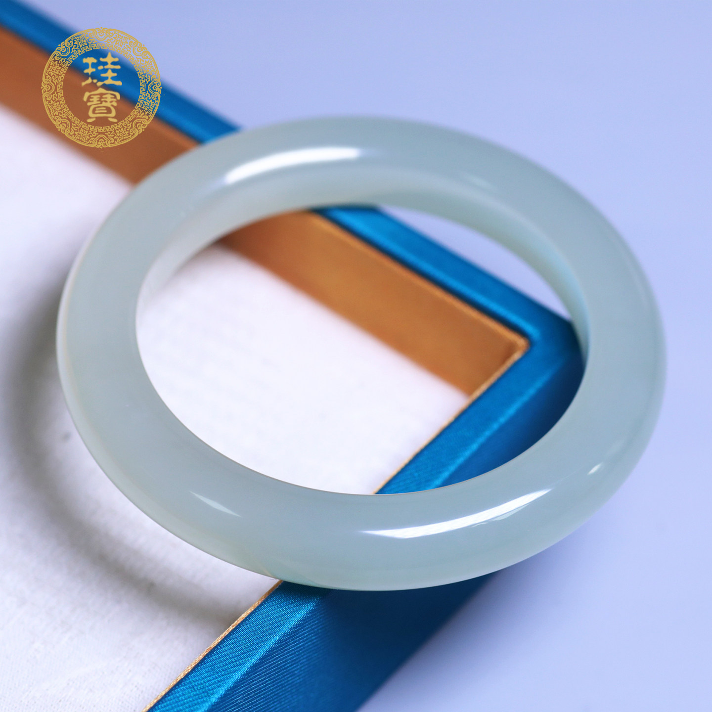 珪宝和田玉冰晴水宽条手镯57.2mm