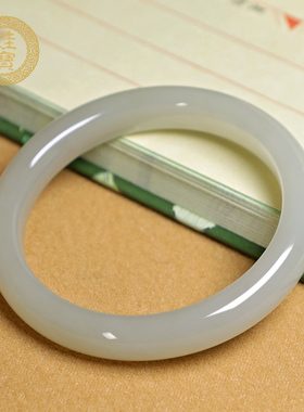 珪宝和田玉晴水色宽条手镯少女天然玉石玉镯子女士内径56.7mm1775