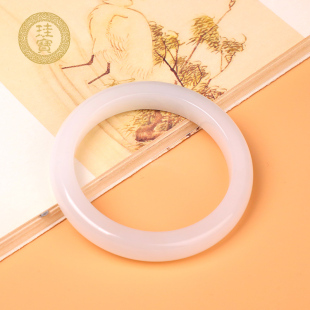 珪宝和田玉羊脂白玉手镯天然玉石正圈镯子女内径约59.9mm平安镯