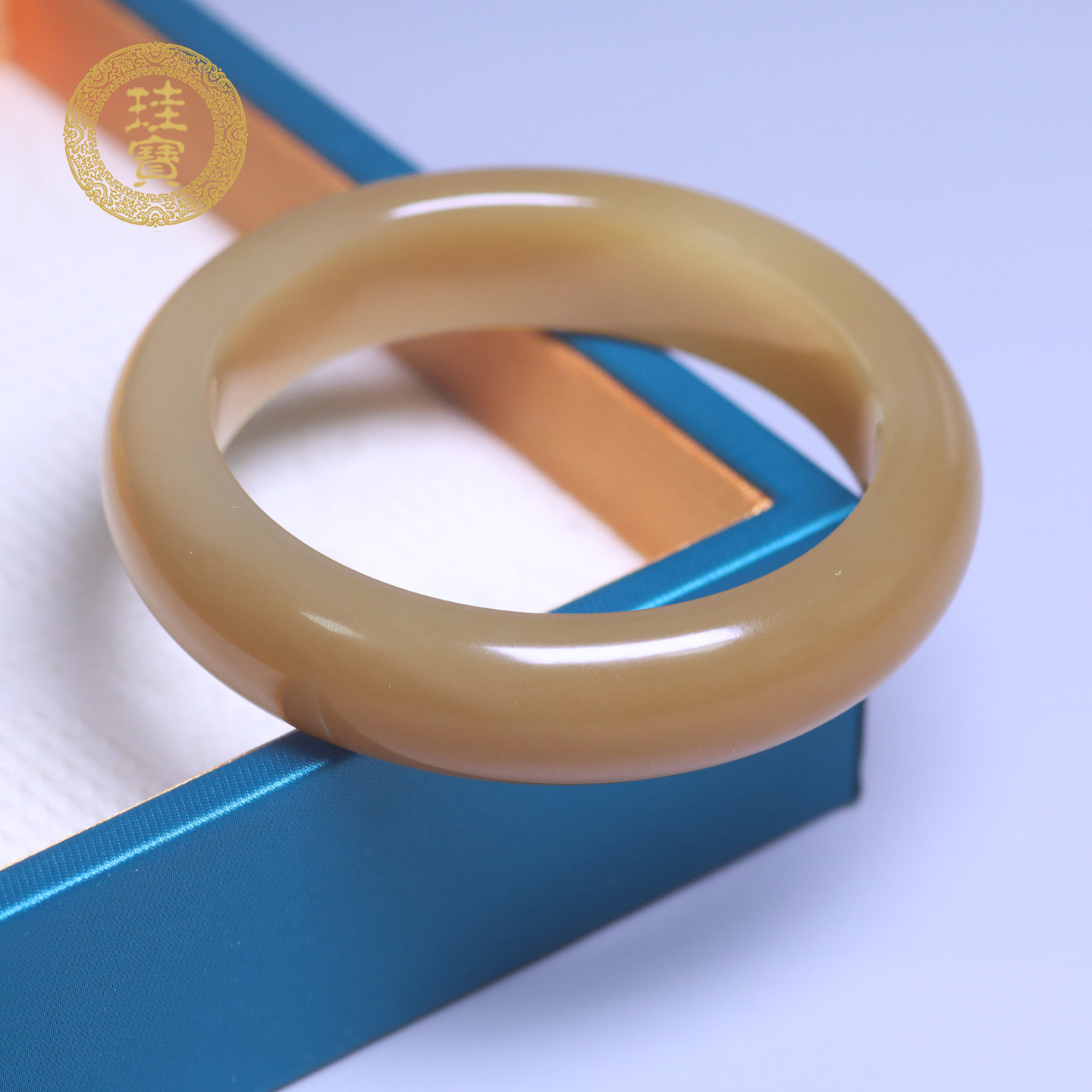 珪宝和田玉且末糖玉宽条手镯55mm