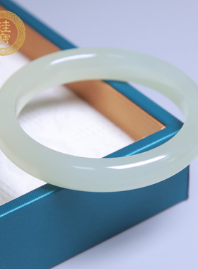 珪宝58.6mm和田玉晴水宽条手镯女款福镯玉镯子天然玉石带证书6575