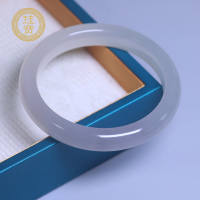 珪宝和田玉冰烟紫宽条手镯58.3mm