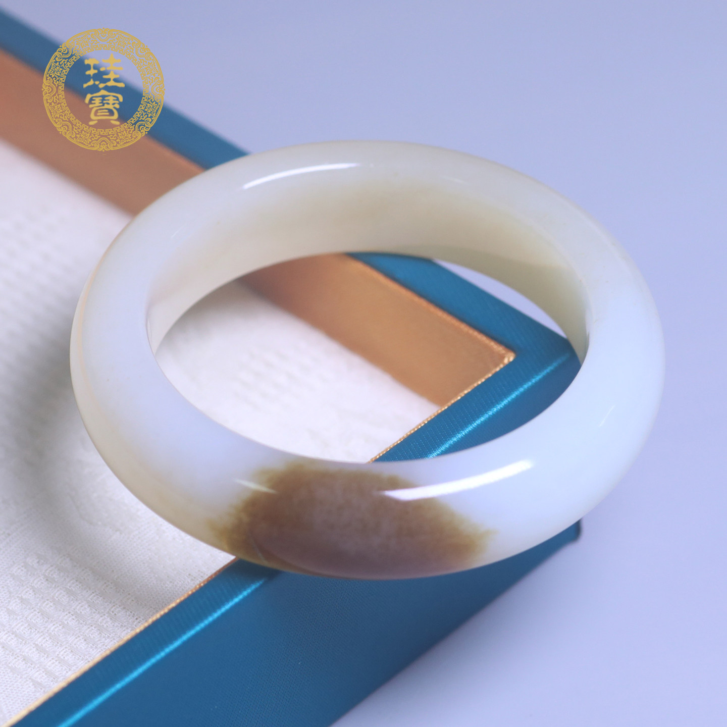 珪宝和田玉糖羊脂玉宽条手镯53mm