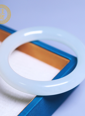 珪宝57.3mm和田玉羊脂玉胖圆条手镯女款美人条玉镯子天然玉石0860