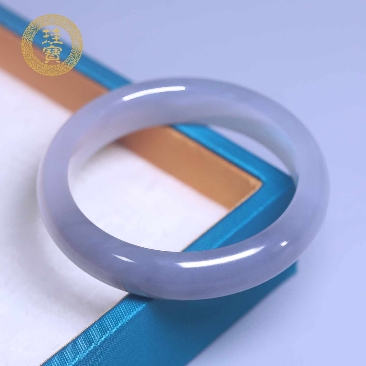 珪宝和田玉烟紫宽条手镯女53.3mm