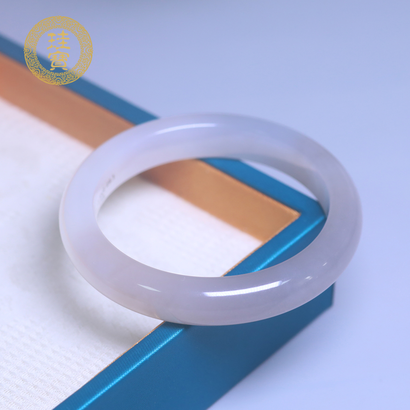 珪宝和田玉烟紫宽条手镯女士56mm