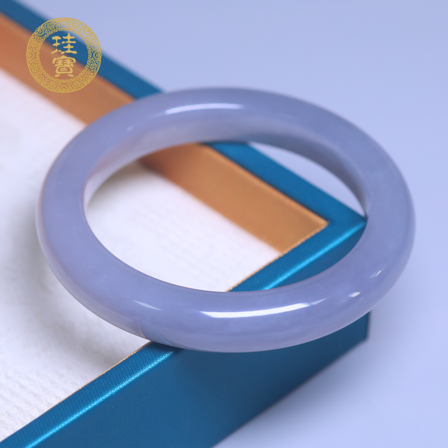 珪宝和田玉烟紫宽条手镯女士55mm