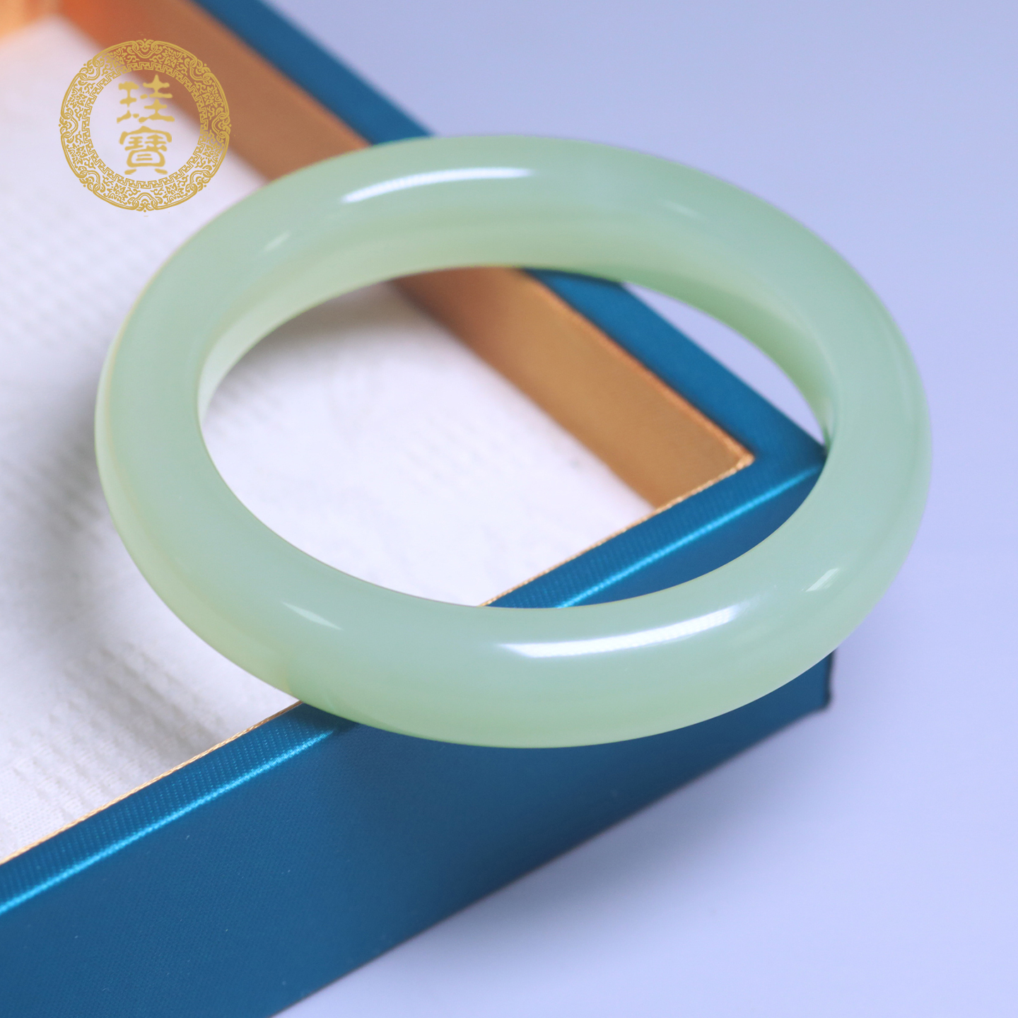 珪宝和田玉冰晴水宽条手镯58.3mm