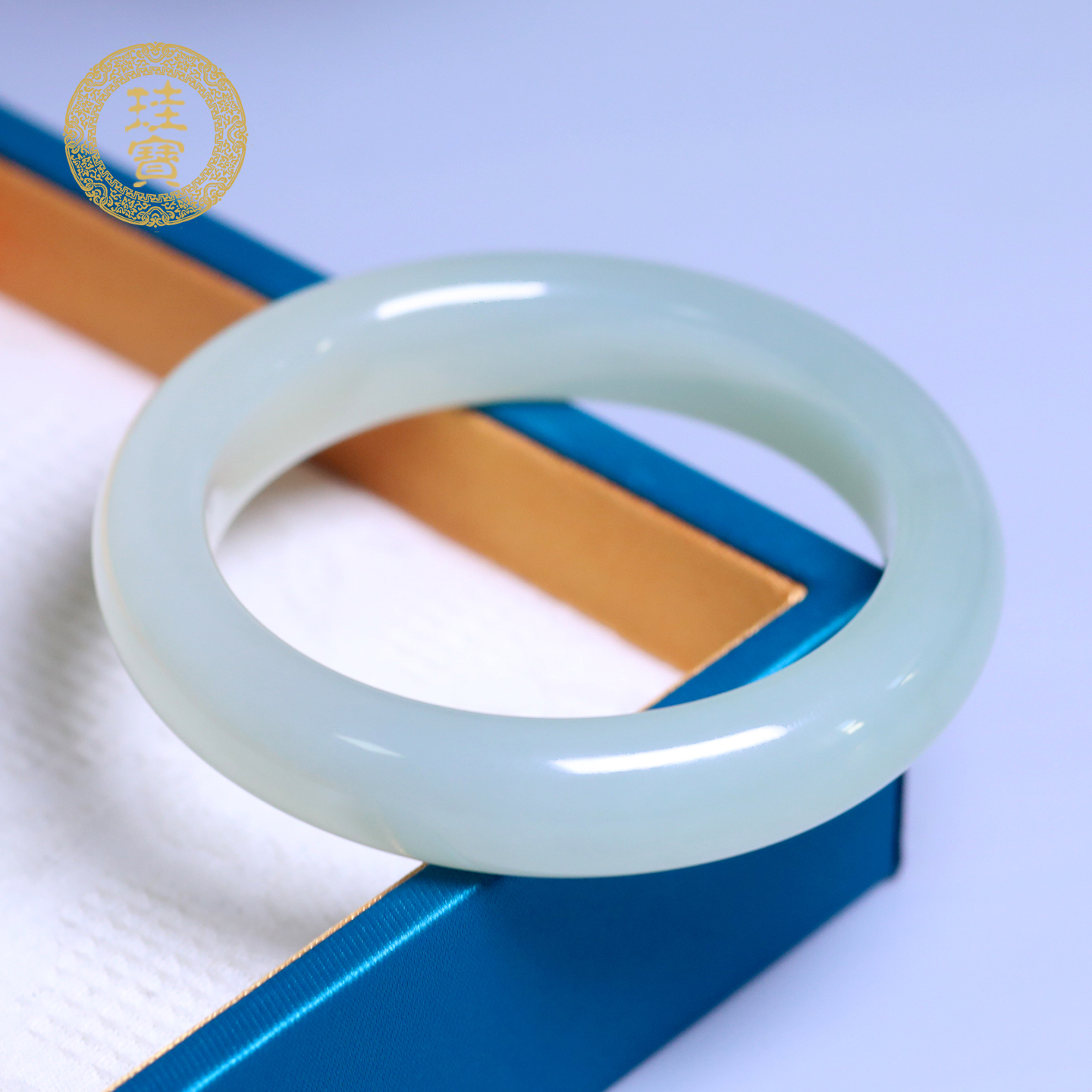 珪宝和田玉冰晴水宽条手镯56.4mm