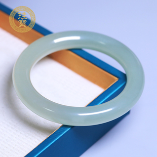 珪宝59mm和田玉晴水圆条手镯女款美人条玉镯子天然玉石带证书1880