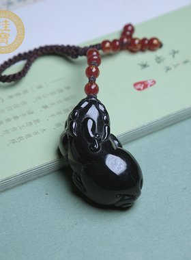 珪宝和田玉烟灰色手工貔貅吊坠男女款玉佩挂件腰佩天然玉石小把件