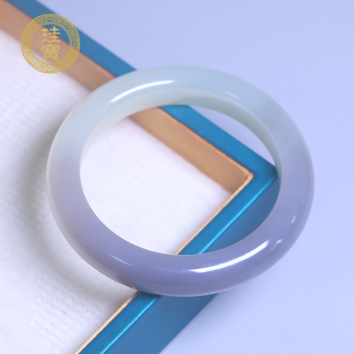 珪宝和田玉冰烟紫宽条手镯55.4mm