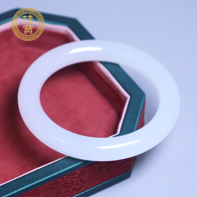 珪宝和田玉羊脂玉圆条手镯62.5mm