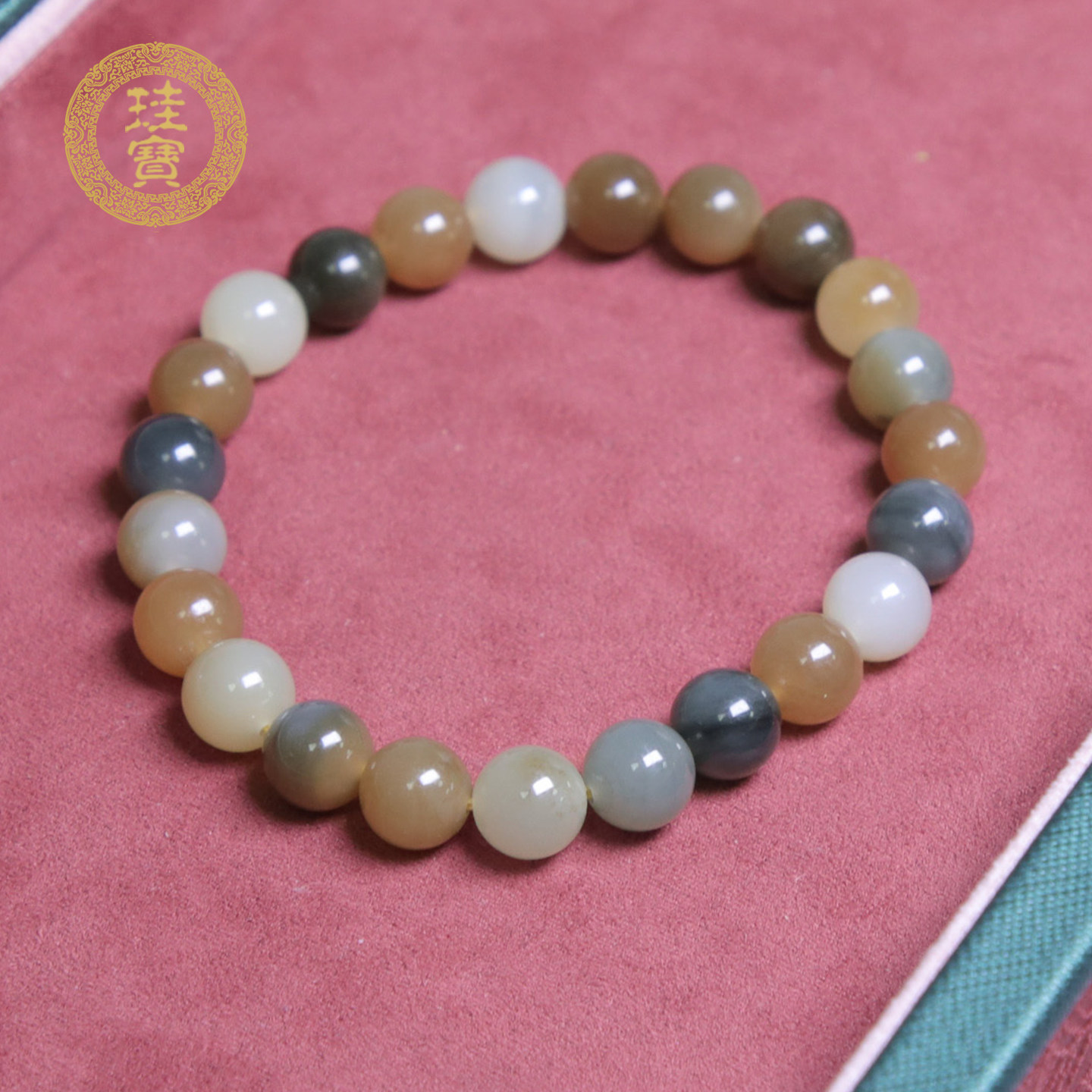 珪宝和田玉楼兰三色多宝手串8mm