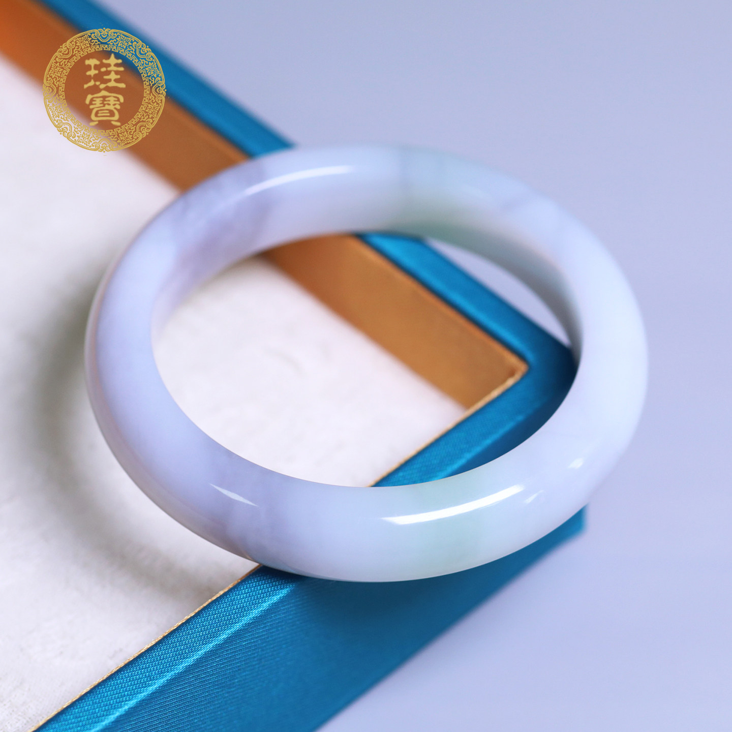 珪宝和田玉烟紫翠青手镯女52.8mm