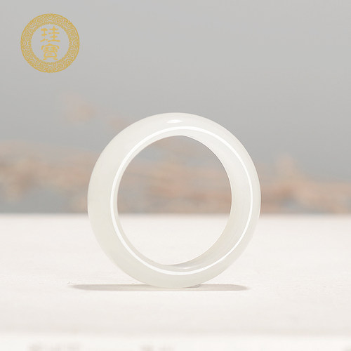 珪宝和田玉羊脂玉戒指素面情侣