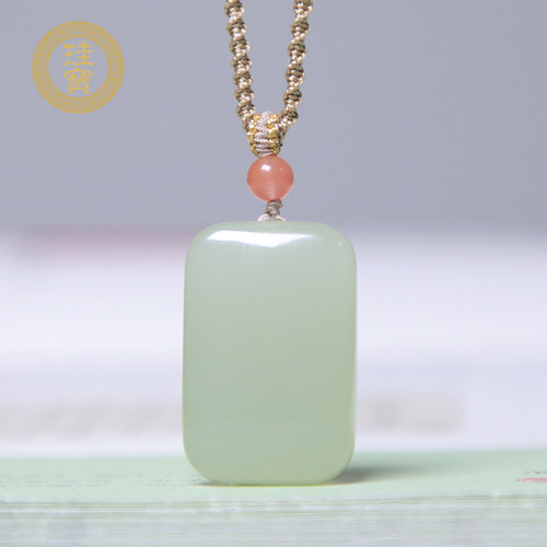珪宝和田玉平安无事牌吊坠男女款