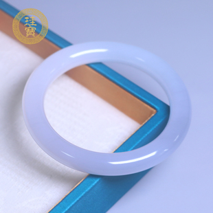 珪宝59mm和田玉冰烟紫圆条手镯女款 美人条玉镯子天然玉石礼物0170