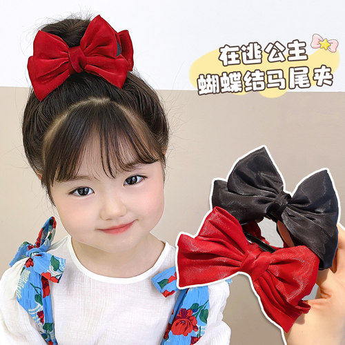 韩版女童蝴蝶结高马尾抓夹