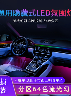 汽车LED氛围灯USB气氛灯冷光线车内改装64色幻彩流光呼吸灯亚克力