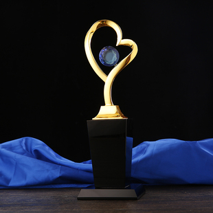 金属奖杯水晶奖杯定制感动中国心型创意高档心形爱心奉献奖杯定做