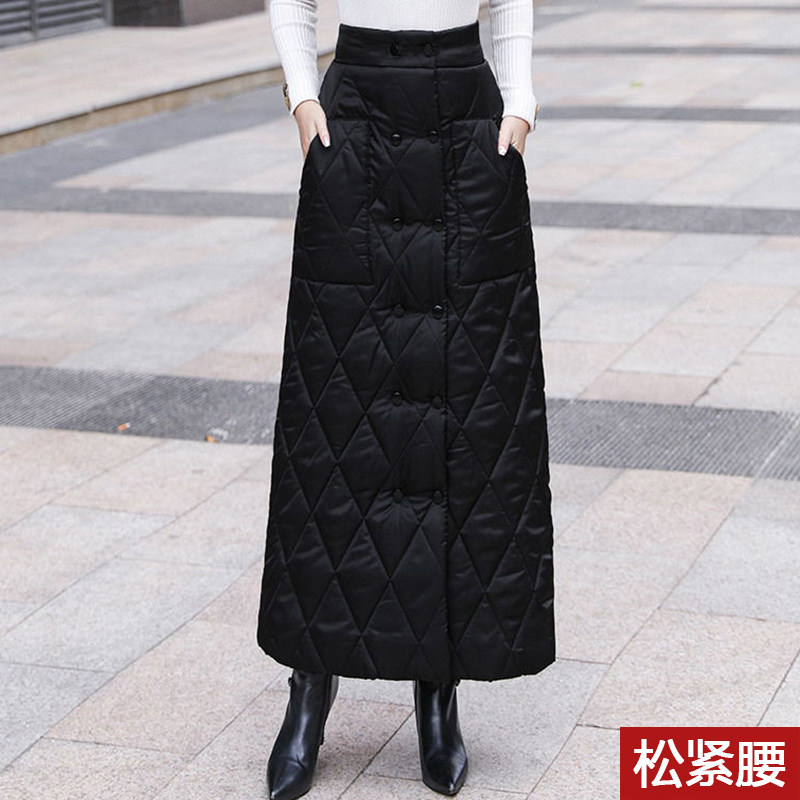 羽绒棉裙半身裙女2021冬季新款冬天配毛衣加厚高腰显瘦保暖长款裙