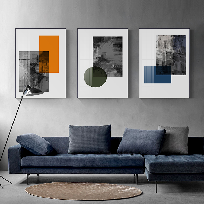 北欧客厅装饰画沙发背景墙上抽象轻奢风挂画卧室床头玄关壁画橘色
