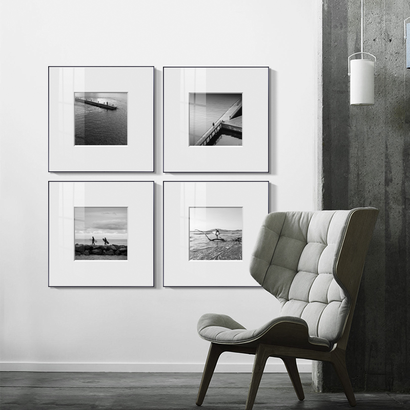 北欧现代黑白灰装饰画客厅留白摄影风景挂画咖啡馆洽谈区静物壁画图片