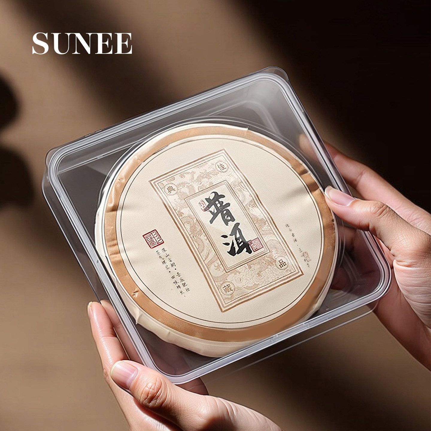透明茶饼盒中式家用普洱茶饼收纳盒密封防潮茶饼展示架茶叶收纳盒图片