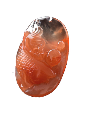 红水晶鱼吊坠年年有鱼红兔毛鱼牌