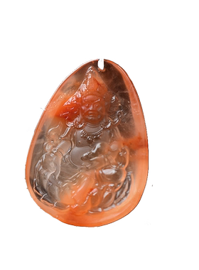 兔毛财神吊坠红水晶手工雕刻项坠